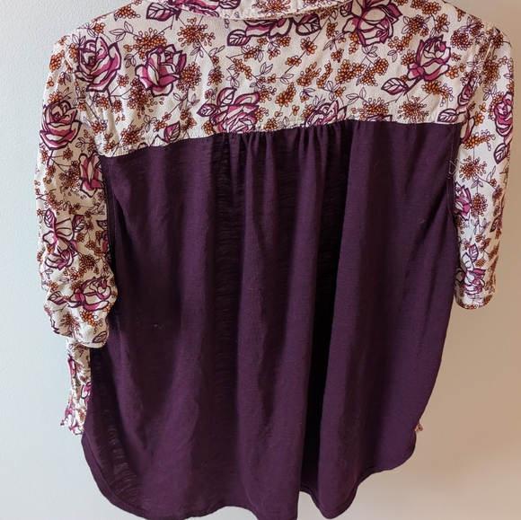 Porridge clothing open purple floral print top size large - Picture 7 of 8